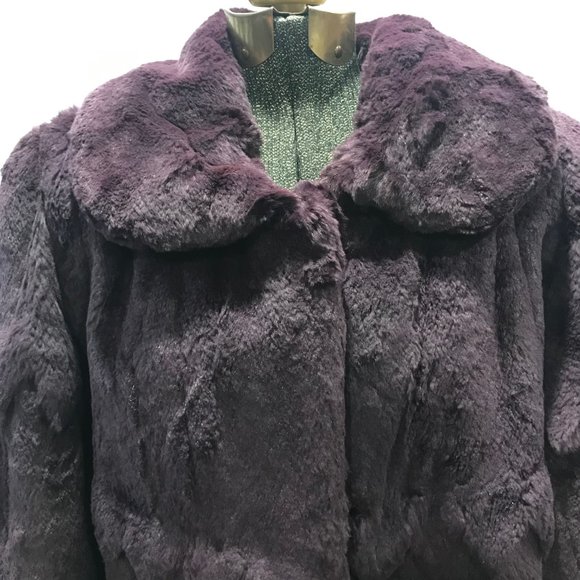 POLO NORTE DEEP PURPLE FULL LENGTH RABBIT FUR COAT - Picture 8 of 14